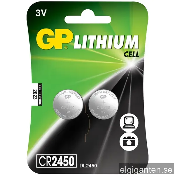 GP Knappcell Litium CR2450 2-pack