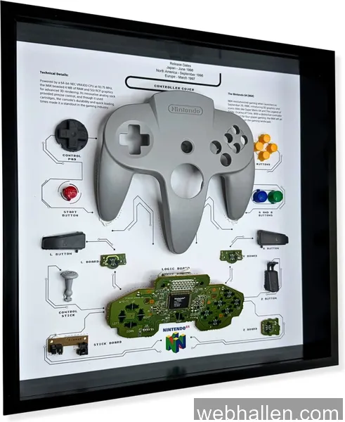 GRC Retro Art Tavla Nintendo N64 Controller Display - Grey