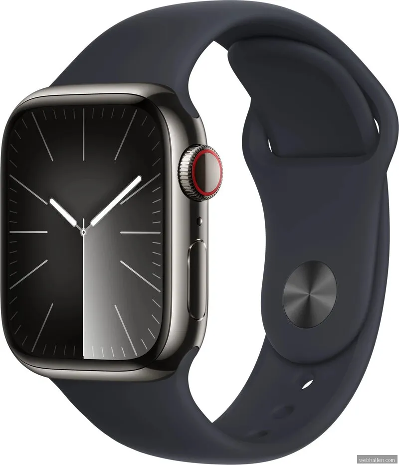Apple Watch Series 9 GPS + Cellular 45mm Graphite Stainless Steel Case with Midnight Sport Band - S/M