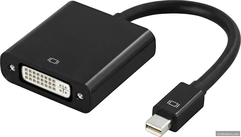 Deltaco mini DisplayPort till DVI-D adapter, ha-ho, 0,1m, svart