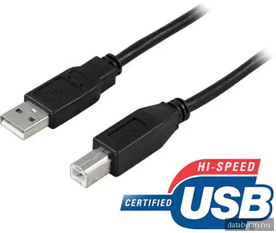 Deltaco USB 2.0 kabel, Typ A - Typ B ha, 1m - Svart