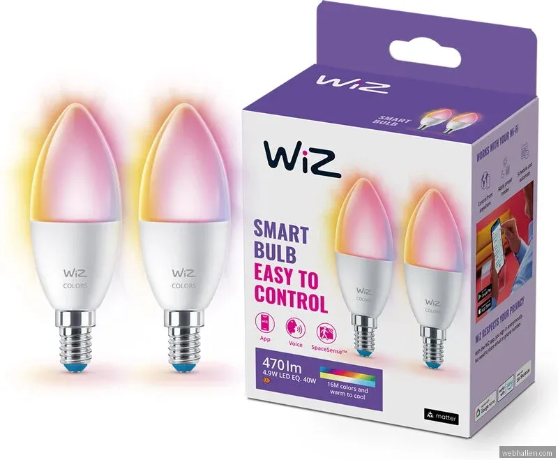 WiZ Wi-Fi RGB 40W C37 E14