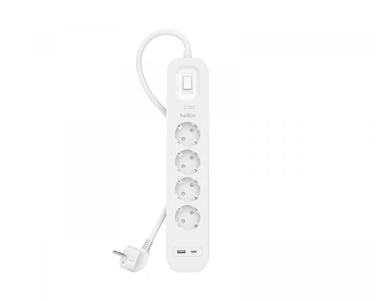 Belkin Överspänningsskydd 4 kontakter + 2 USB portar