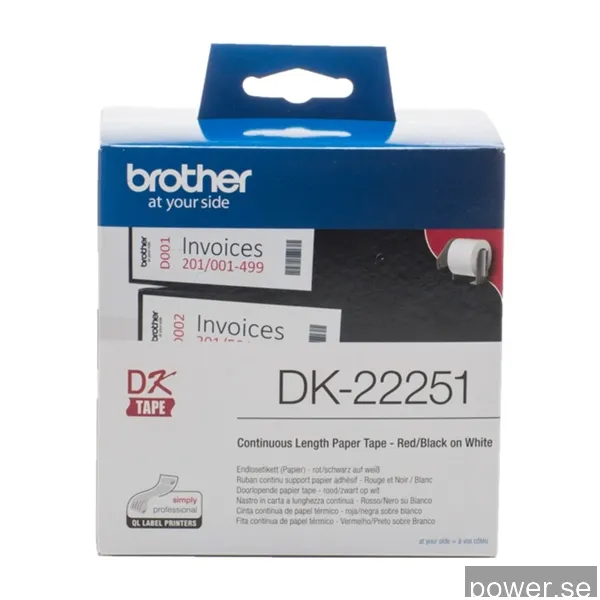 Brother DK22251 - Svart/röd på vitt