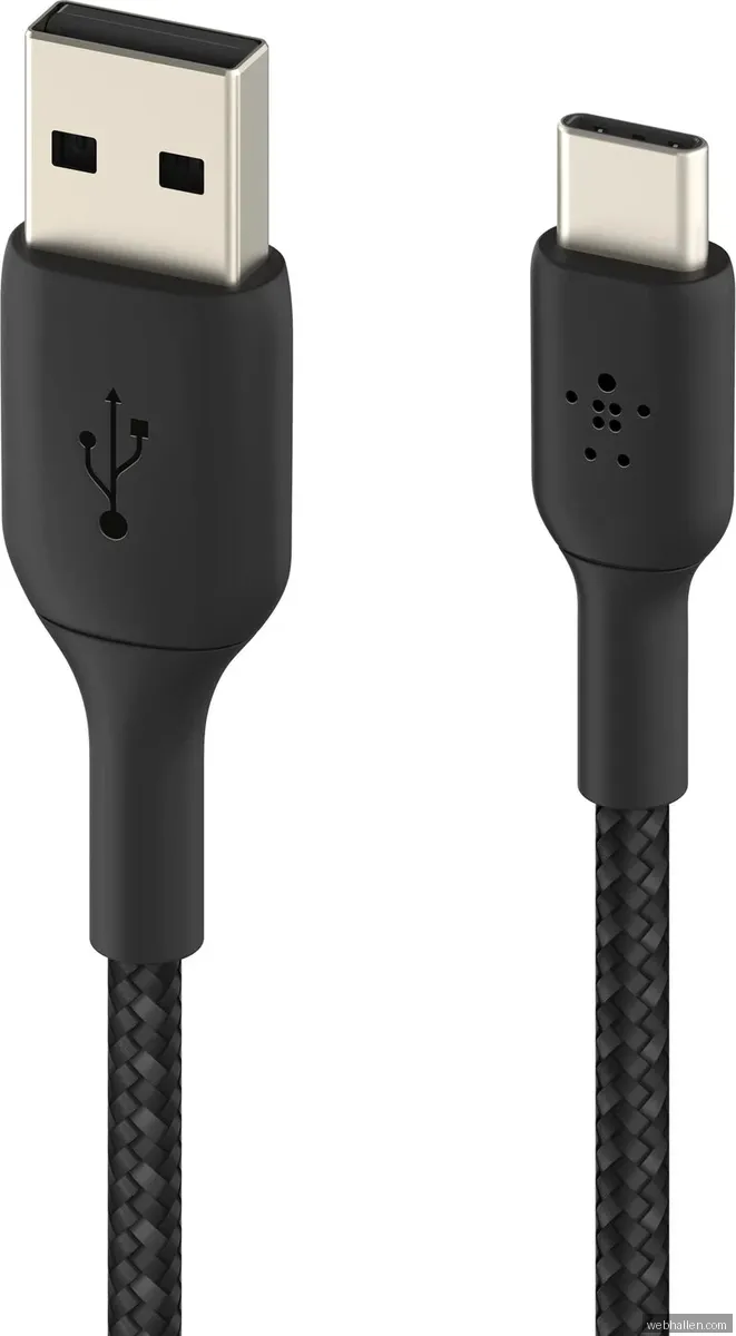 Belkin - Nylonflätad USB-A till USB-C kabel, 15cm - Svart (Fyndvara klass 1)