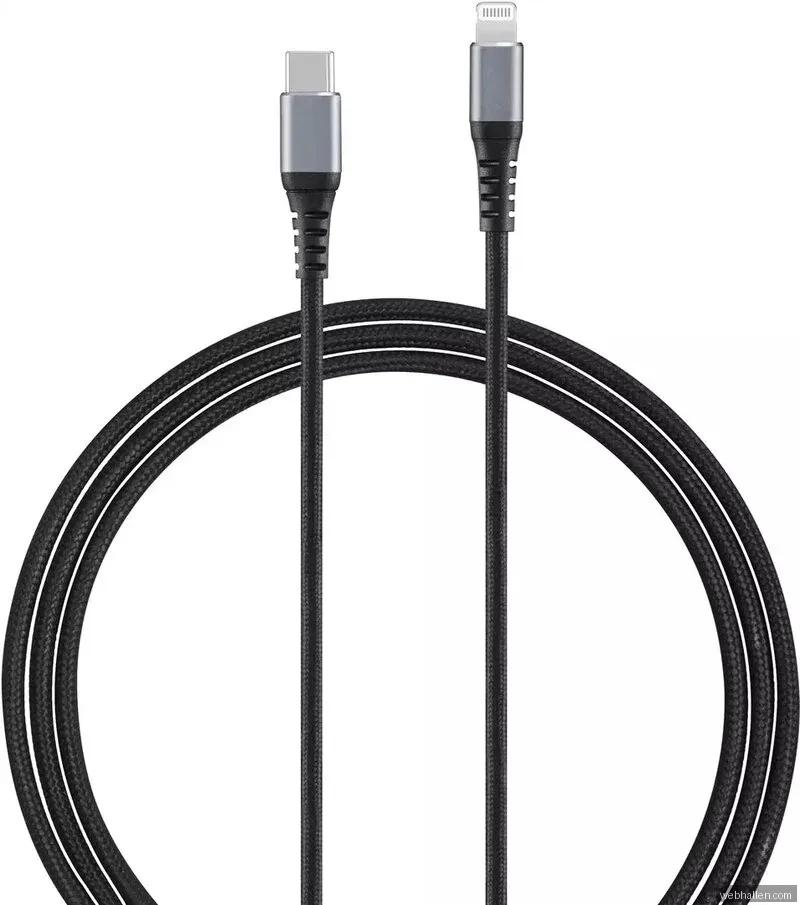 Andersson USB-C - Lightning Flätad / 3m - Svart/Rymdgrå