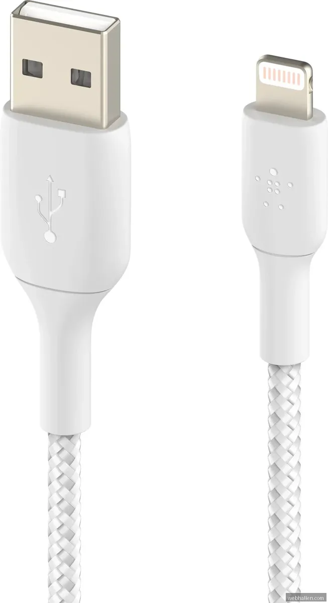 Belkin BOOST CHARGE Lightning- till USB-A flätad kabel 3m (vit)