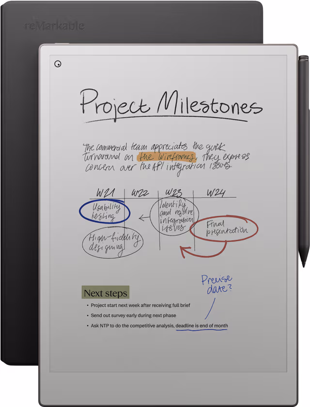 reMarkable Paper Pro E-ink surfplatta + Marker Plus + Folio läderpaket