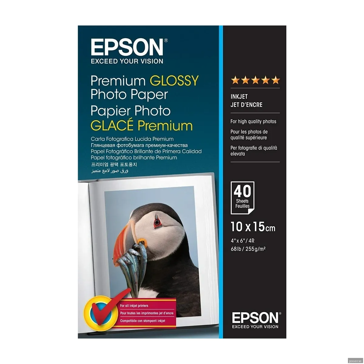 Epson Premium Glossy fotopapper A6 (40 ark)