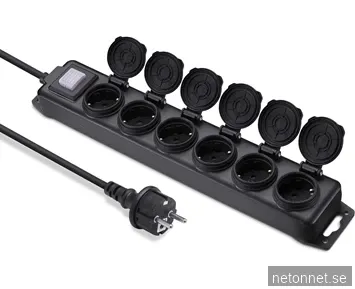 Andersson 6-way outdoor power strip IP44, 3m black