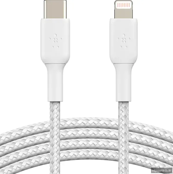 Belkin BOOST↑CHARGE USB-C till Lightning flätad kabel 2 m (vit)