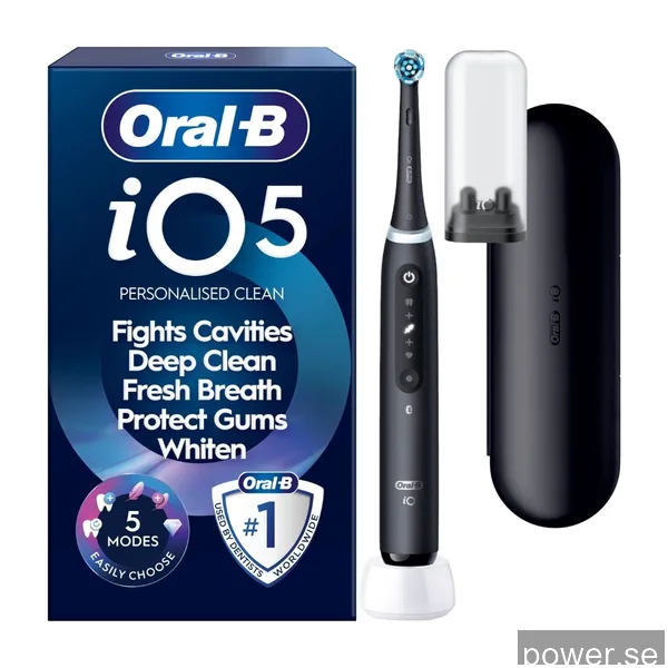 Oral-B iO5 Matt Black, Travel Case, Travel Refi