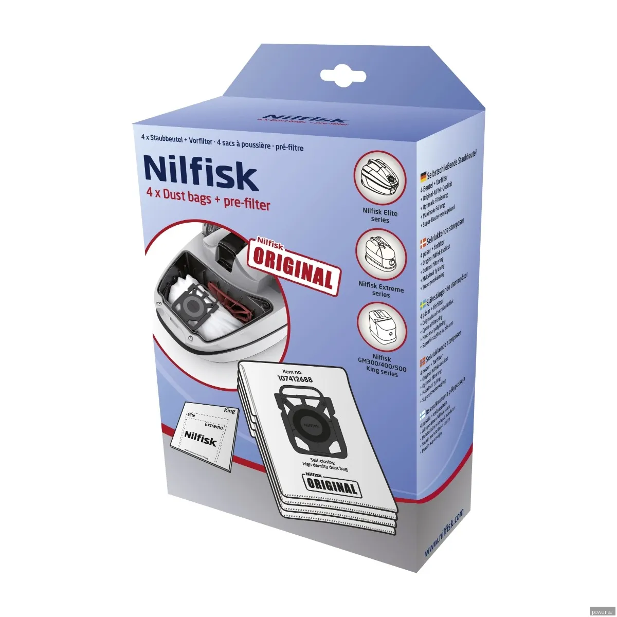 Nilfisk dammsugarpåsar för Elite, Extreme och King-serierna (4 st)