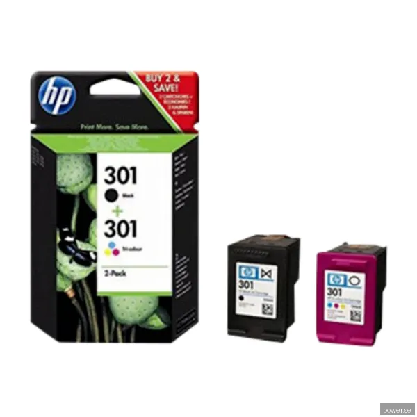 HP bläckpatron 301 Svart Tre-färger - 2-pack