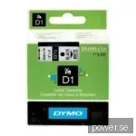 Dymo D1 - Standardpolyesteretiketter, svart På vitt - 24MM X 7m