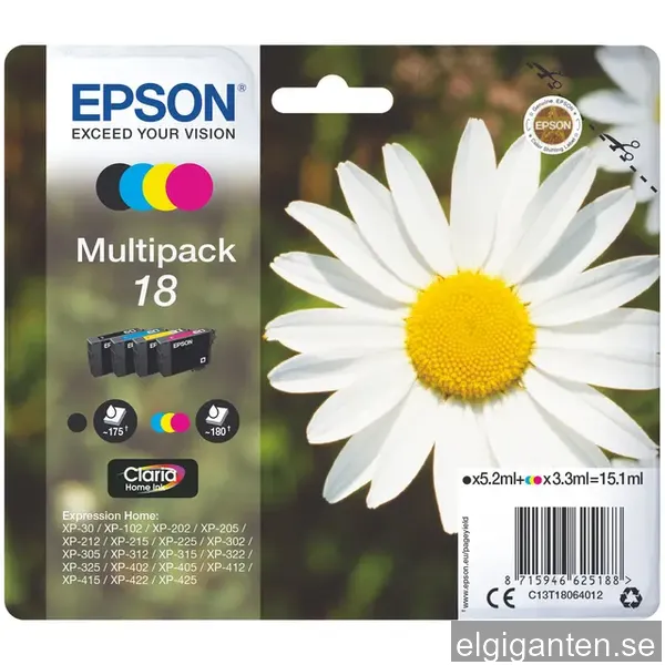 Epson bläckpatroner Claria Home 18 Cyan Magenta Gul Svart