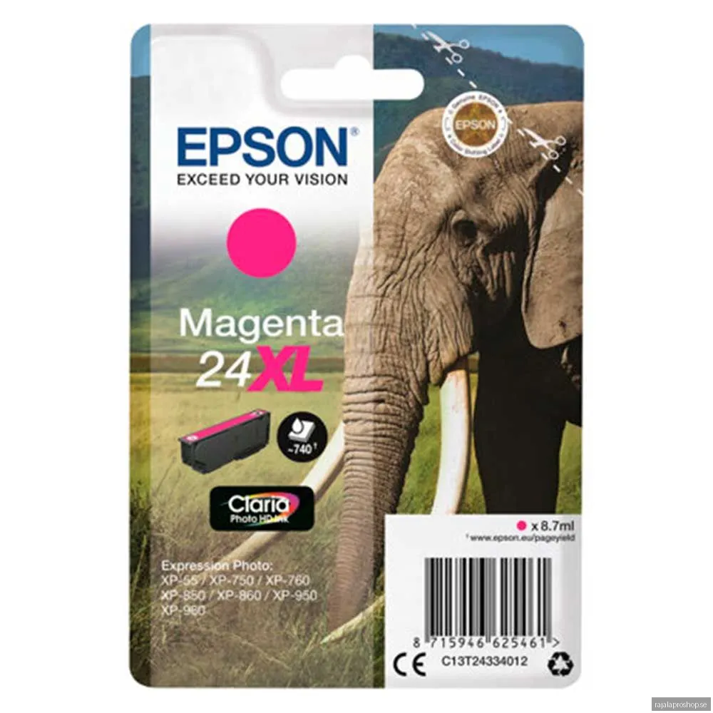 Epson 24XL Magenta, 740 sidor
