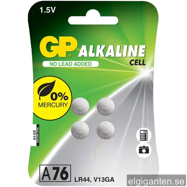 GP Batteries Alkaline Cell A76/LR44 1.5V 4-pack