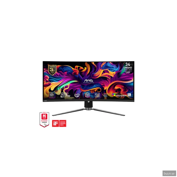 MSI MAG 341CQP 34.18" - Böjd Ultrawide USB-C 3440x1440 QD-OLED 175Hz