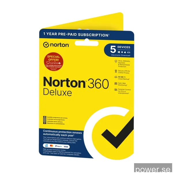 Norton 360 Deluxe Attach 5 Enheter 12 månader