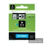 Dymo D1 - Standardpolyesteretiketter, svart På klar - 9MM X 7m