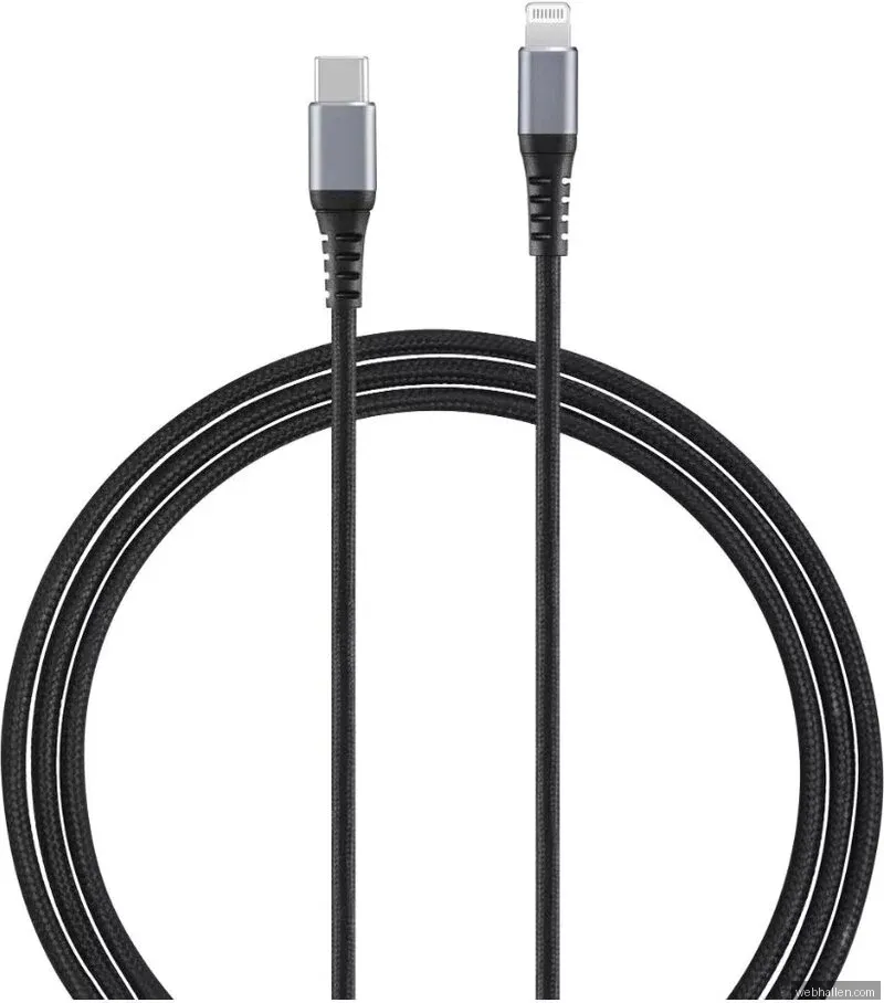 Andersson USB-C - Lightning Flätad - 1,5m - Svart /Grå