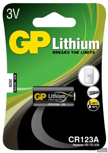 Batteri GP Lithium CR123A, 3V, 1-pack
