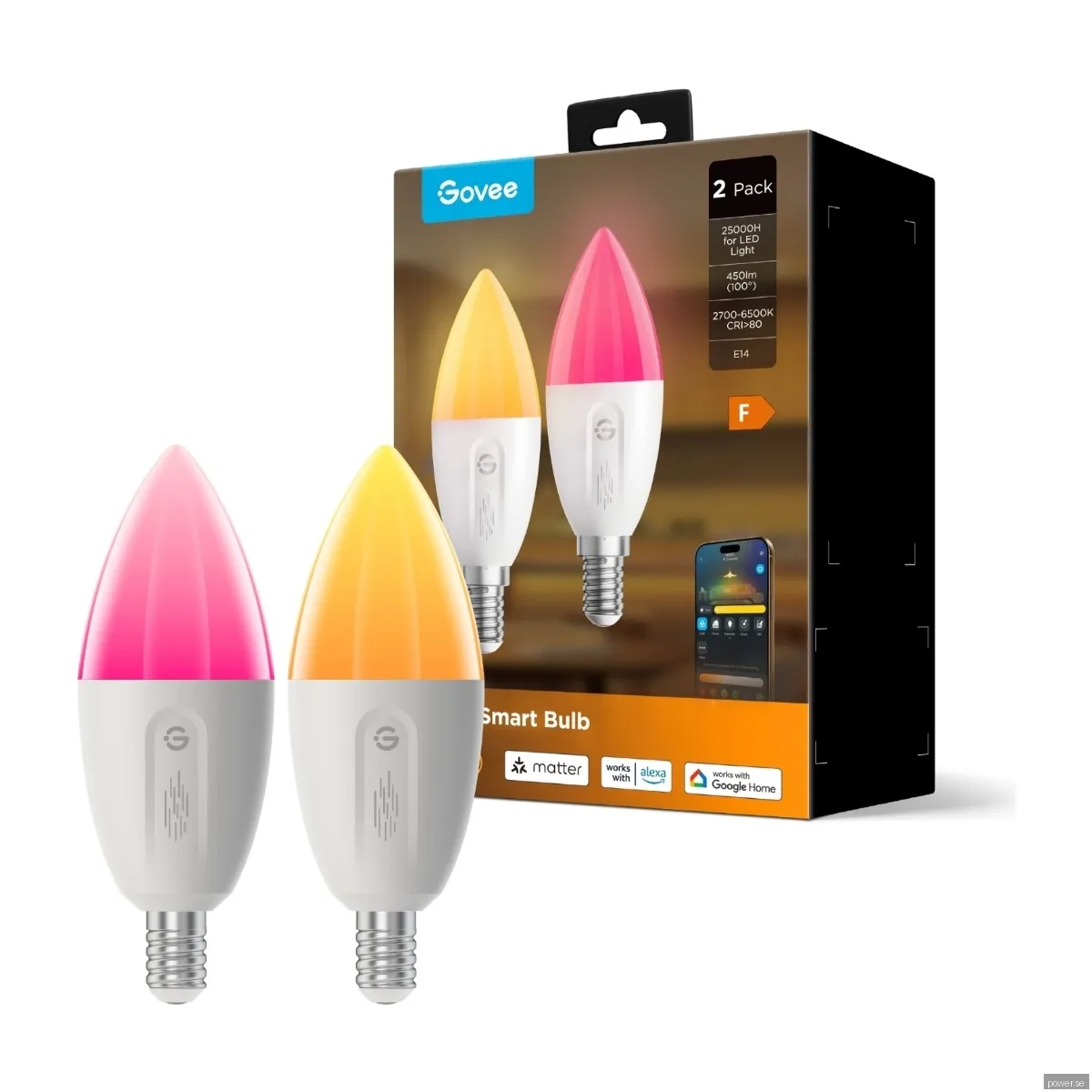 Govee Smart E14 WIFI+BT smartlampa, 2 st