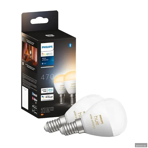 Philips Hue WA Luster smart lampa 5.1W E14 2-pack