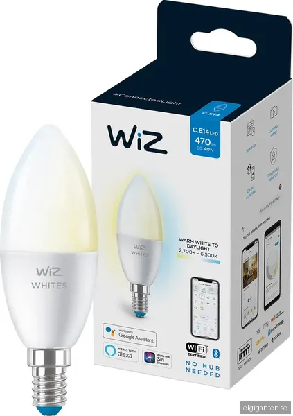 WiZ Tunable E14 Smart Candle Lampa - Dimbar varm-till-kallvit LED-lampa