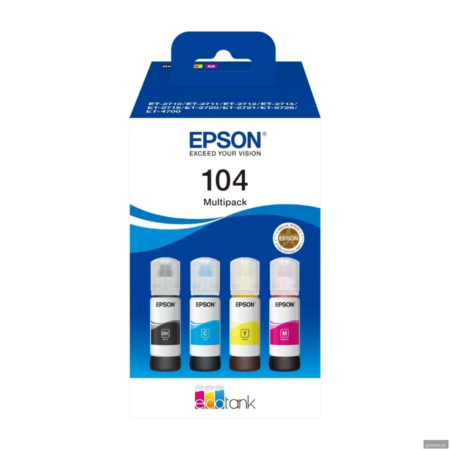 Epson EcoTank 104 - 4-Pack (Yellow Cyan Magenta Black) Ink