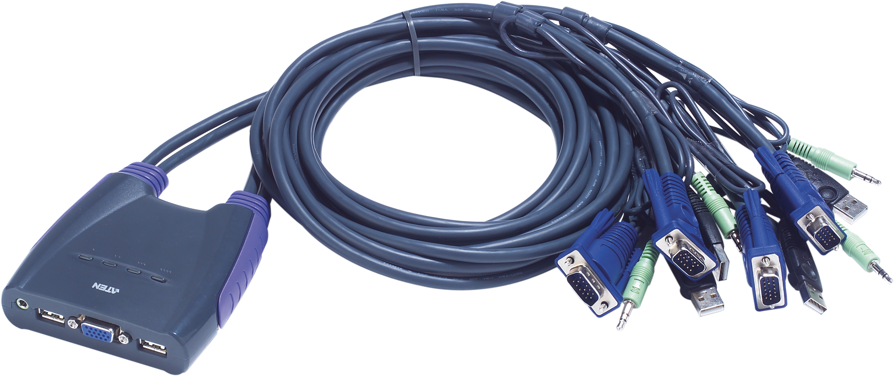 Systemswitch Aten CS64US, 4-vägs KVM, VGA, USB, ljud