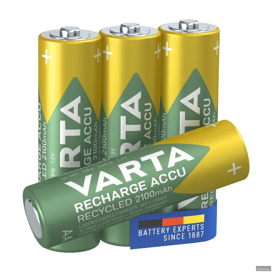 VARTA Recharge Accu Recycled uppladdningsbart AA batteri 2100mAh, 4 st