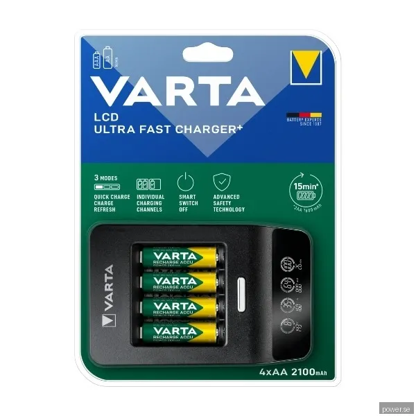 VARTA LCD Ultra Fast Charger+ incl. 4 Batt. 2100 m