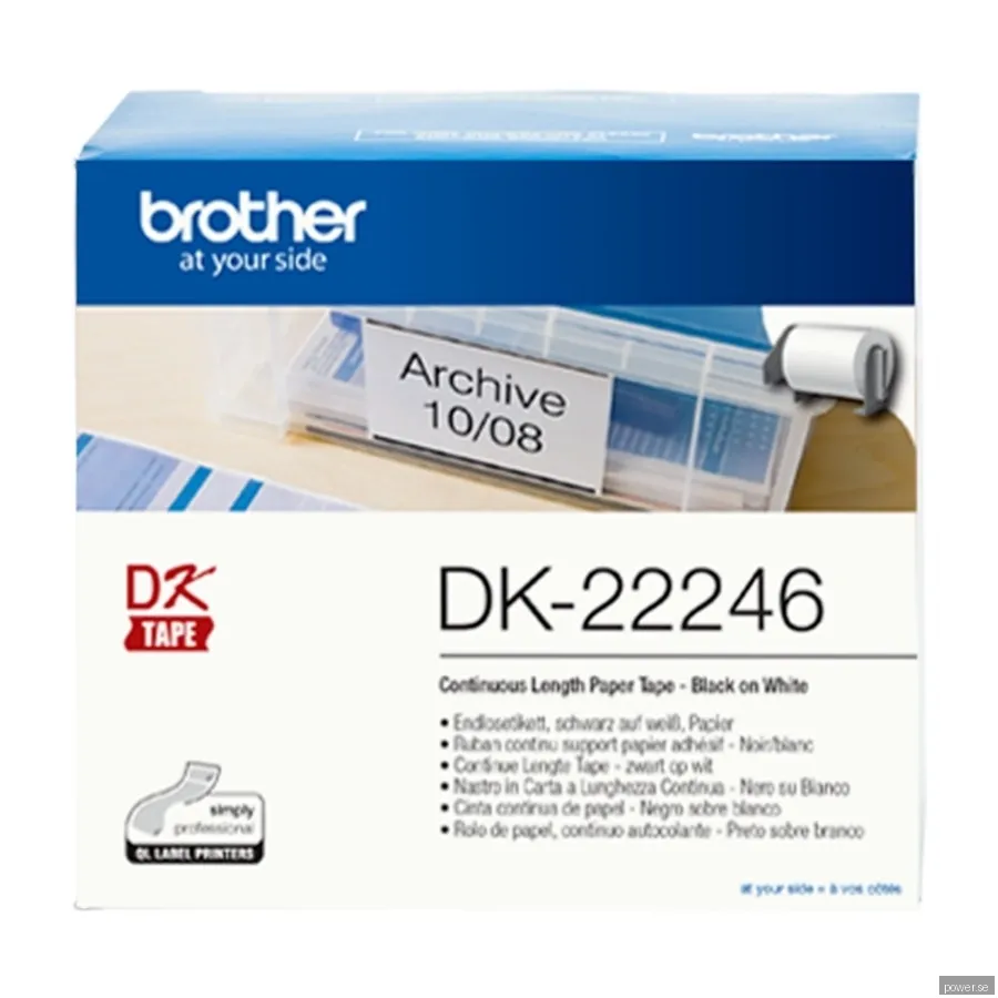 Brother Dk-22246 Etikett-Tejp, svart På vitt