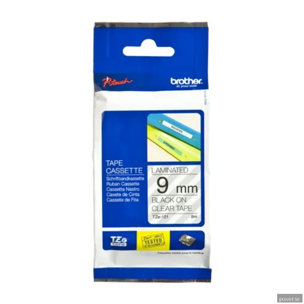 Brother TZ121 - Black On Clear - Roll (0.9 cm x 8 m)