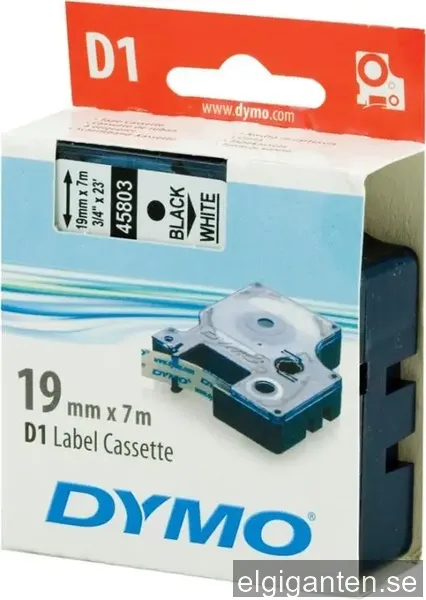 Dymo D1 - Standardpolyesteretiketter, svart På vitt - 19MM X 7m