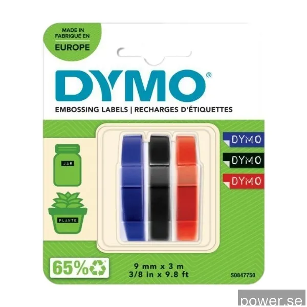 DYMO ® Embosser Tape 9mm x 3m Red + Blue + Black 3-Blister