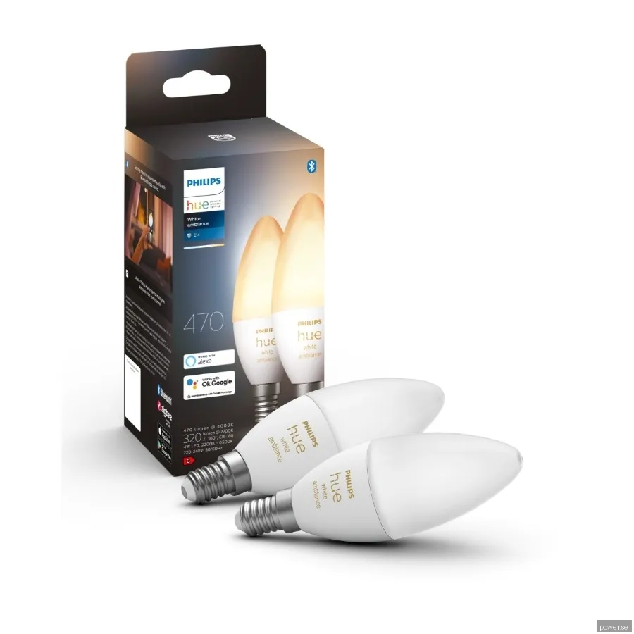 Philips Hue WA smart glödlampa B39 E14, 2 st