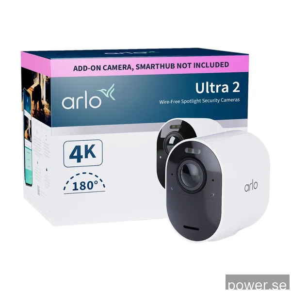 Arlo Ultra 2 Spotlight - Trådlöst 4K HDR säkerhetssystem med 1 kamera - Vit