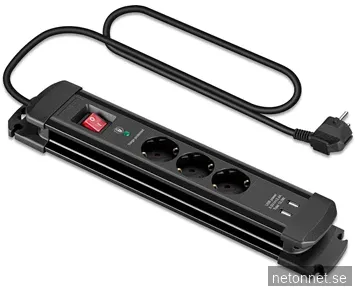 Andersson Grenuttag med Överspänningsskydd x3 uttag / 2xUSB-A (12000A) - 1,5m
