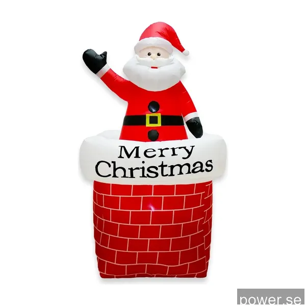 Kulz Uppblåsbar Tomte och Skorsten med LED, 213 cm