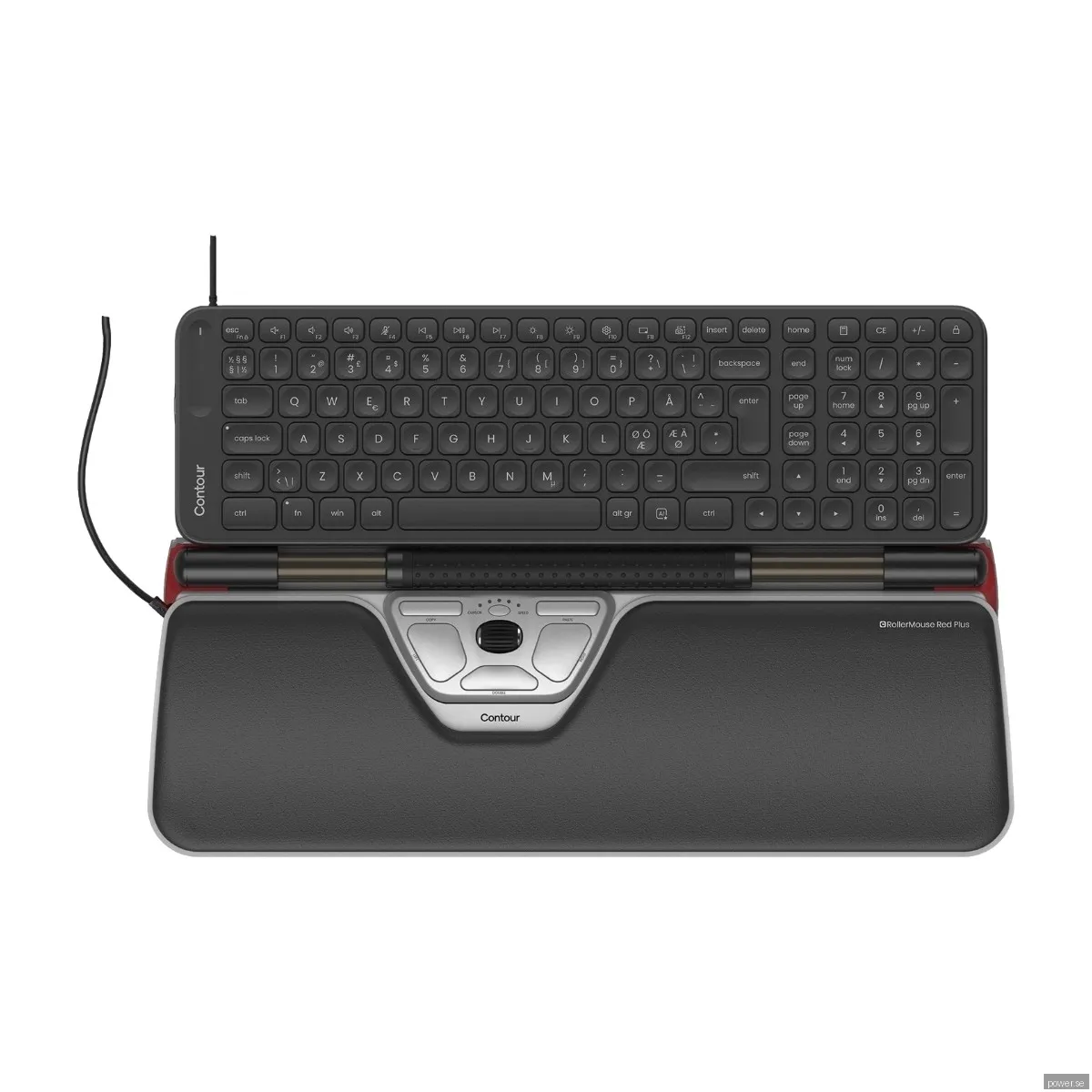 Contour Design RollerMouse Red Plus + Balance Mid Size Tangentbord - Trådad Nordisk