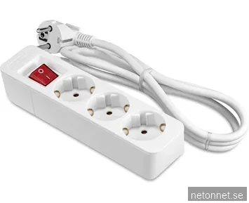 ON Extension lead 3-way socket grounded with switch, 1.5m white