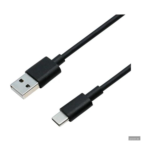 Eletra USB-A hane - USB-C hane 2M kabel, svart