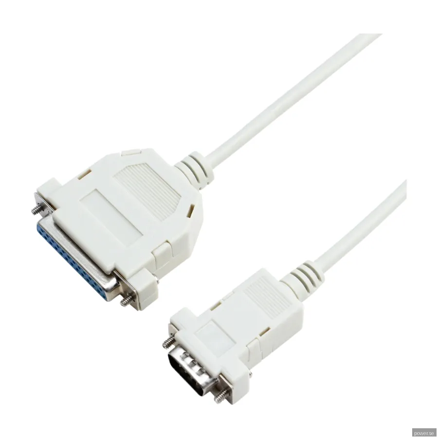 Eletra RS232 DB9 hane - DB25 hona 3M kabel, grå