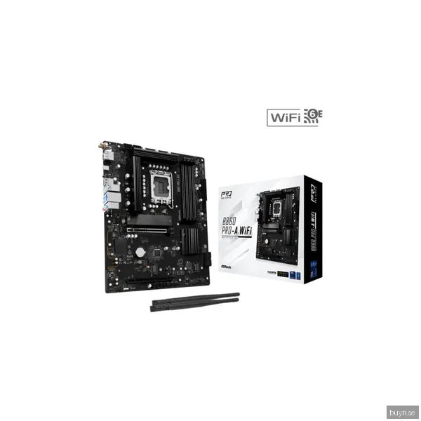 ASRock B860 Pro-A WiFi Moderkort - Intel B860 - Intel LGA1851 socket - DDR5 RAM - ATX