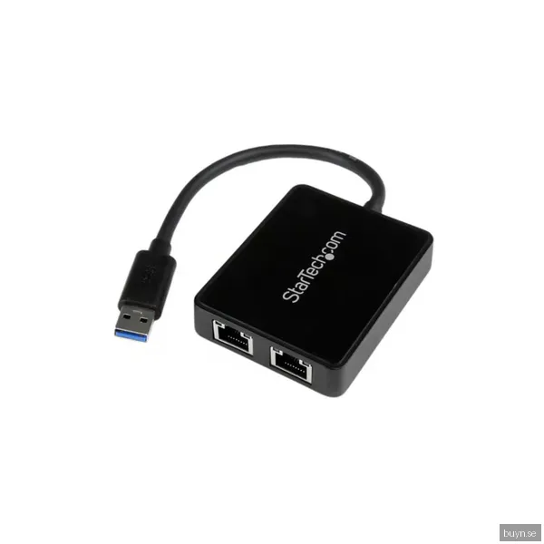 Adapter StarTech.com, USB 3.0 till 2xGigaLAN - Svart