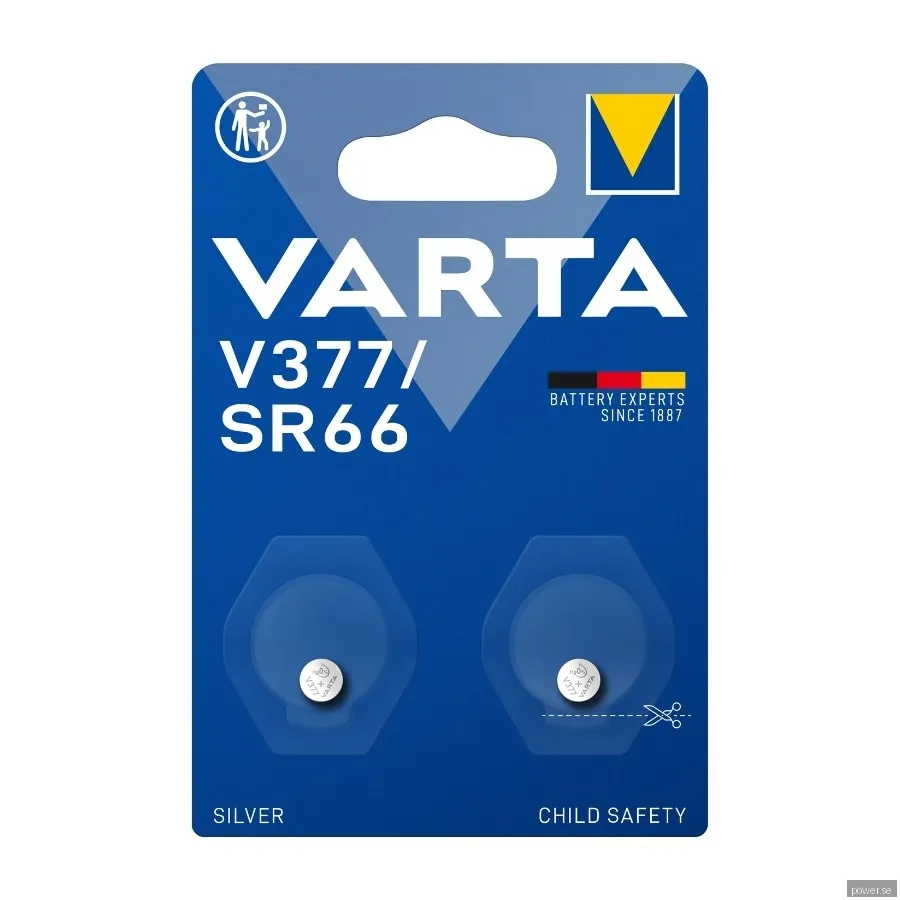 Varta V377/SR66 Bli Knappbatterier, 2 st