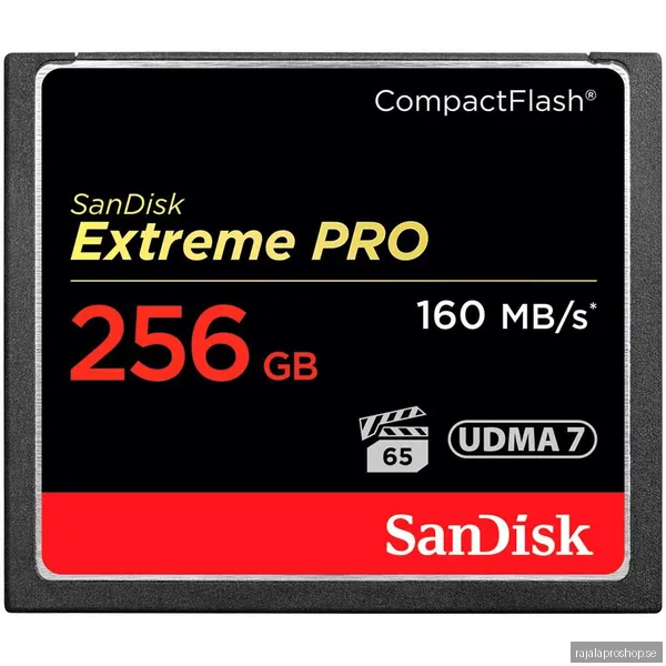 SanDisk Extreme Pro CF 256GB 160MB/s VPG 65 UDMA 7 -minneskort